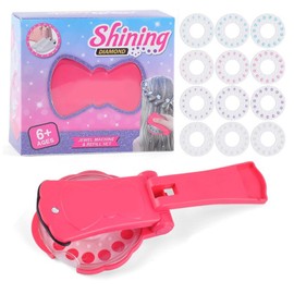 Hair Stamper with 12 Sheets Rhinestones Bling Portable Glitter Styling Stamper for Girls
