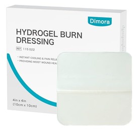 Dimora - Aderezo para quemar hidrogel, 4 x 4 pulgadas, para quemar y heridas, alivio de enfriamiento instantáneo para quemaduras y heridas menores, al