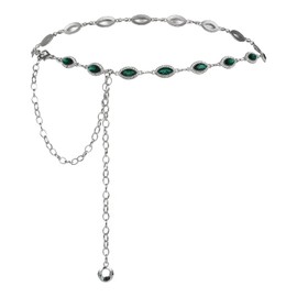 Iluvatar green glass diamond chain belt metal diamond belt women's dress metal belt women's western style belt women's belt prism decoration