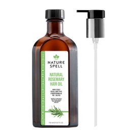Nature Spell Rosemary Oil for Hair Growth with Easy Pump Oil Dispenser, Premixed Scalp Oil, Strengthens & Nourishes Dry and Damaged Strands, for All Hair Types, Vegan, 150 ml