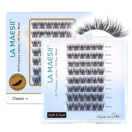 LA MAESII Lash Clusters, 48Pcs Wispy & Natural Eyelash Clusters, C Curl Eyelash Extensions with Super Soft Cluster Lashes Reusable 10-14mm Individual Lashes(CL17-C)