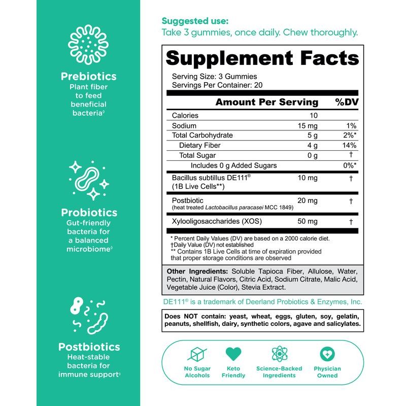 Goli Zero Sugar World's First 3-in-1 Pre, Post, Probiotic Gummies