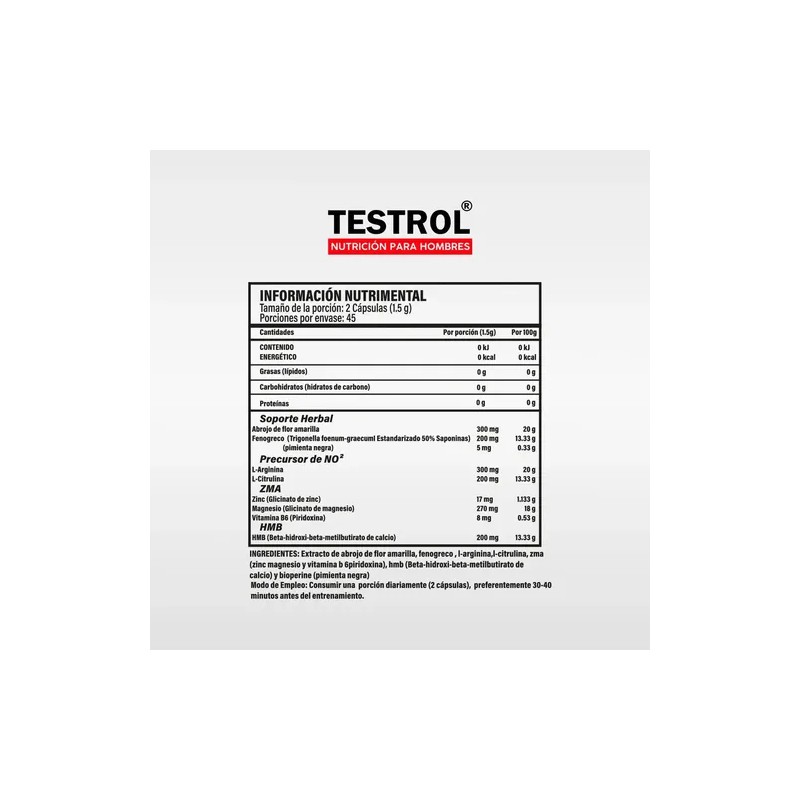 Testrol Platinum Cápsulas Potenciador Masculino Natural
