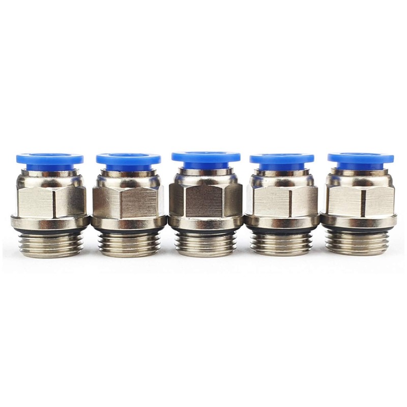 Straight male connector, quick connector, push in