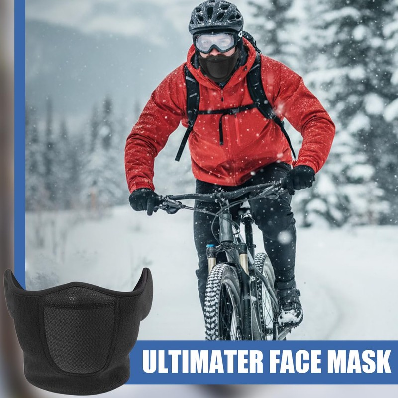QEXUJOW Motorcycle Balaclavas, 1 Black Snowboard Half Face Mask, Ski