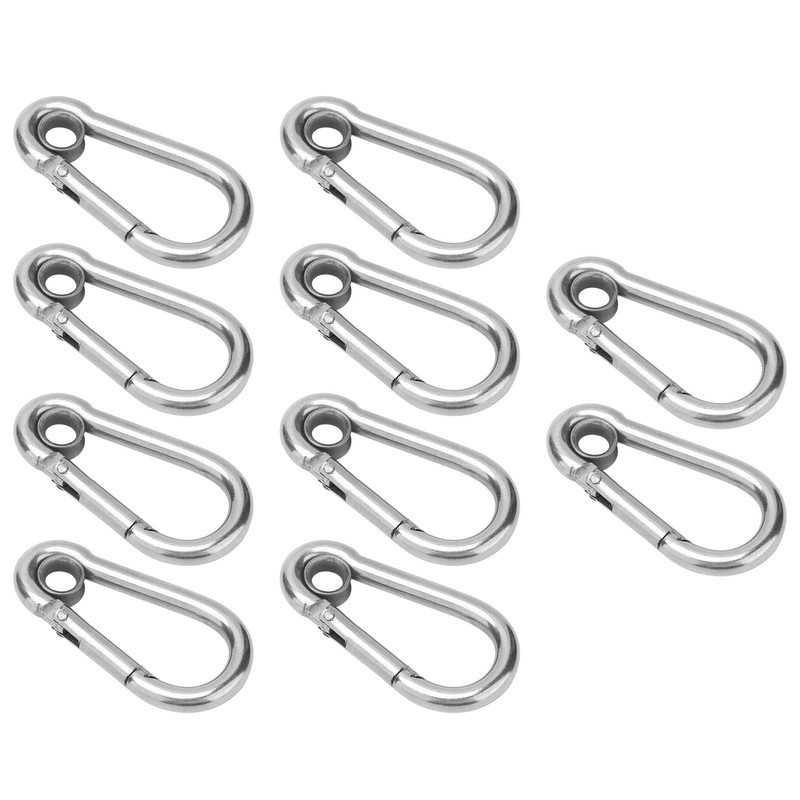 10Pcs Snap Hook Stainless Steel Safety Rope Spring Carabiner Hanging