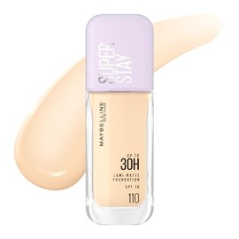 Maybelline Super Stay Lumi Matte Base de Maquillaje Líquida, Alta Cobertura con Acabado Mate Luminoso, Tecnología Lightwear 30H de Duración, Tono 110,