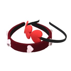 Fashion Culture Women's Red Multi Heart Headbands Set of 2, Velvet & Red Heart Design, One Size Fits Most Teens & Women
