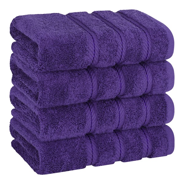 American Soft Linen Hand Towels, Hand Towel Set of 4, 100% Turkish Cotton Hand Towels for Bathroom, Hand Face Towels for Kitchen, Purple Hand Towel