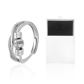 DUINIU 1 Piece Women's Silver Ring, 1 Piece White Storage Box, Women's Ring, Swivel Ring, Three-Dimensional Zircon Ring, Adjustable Open Ring, Suitable for Ladies Girls