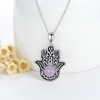 YFN Hamsa Necklace Sterling Silver Hamsa Hand Necklace With Evil