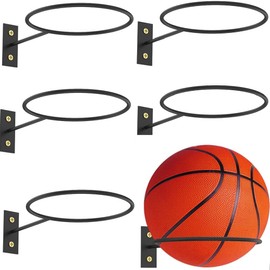DACUAN Soporte De Bola De Montaje En Pared, Soporte de Bola de Pared de 6 Piezas Estantería de Almacenamiento Metálico para Bolas Deportivas de Baloncesto, Fútbol, Voleibol Negro