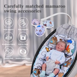 Mamaroo Newborn Insert and 3Pcs Mamaroo Replacement Toy Balls, Breathable Reversible Mamaroo Infant Insert Compatible with 4moms Mamaroo & RockaRoo, Head & Body Support, Machine Washable (Blue)