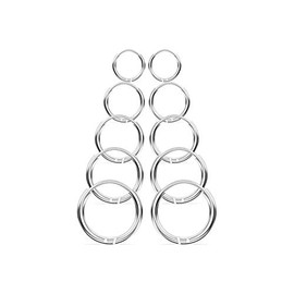 Small Hoop Earrings for Women Men Stainless Steel Silver Hoop Earrings Set Rounded Cute Huggie Earrings Hypoallergenic Sleep Earrings 10 Pcs