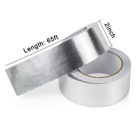 BOMEI PACK Cinta Térmica de Aluminio 2 pulgadas x 65 pies, Aislamiento Térmico de Fibra de Vidrio Material Reflectante Protección Alta Temperatura Cinta Adhesiva