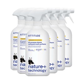 ATTITUDE All Purpose Cleaner Spray, EWG Verified, Vegan, Made with 94% Plant-Based Ingredients, Streak-Free for Kitchen, Bathroom, Glass & More, Citrus Zest Scent, 27.1 Fl Oz (Pack of 6)