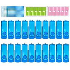 Nicepicten 2GB Fat USB Flash Drives 20 Pack 2 GB USB 2.0 Thumb Drive Memorias Zip Drive USB Memory Stick Pendrive Jump Drive Multipack for Data Backup, Blue 20Pack 2GB