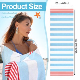 Oudain 10 Pcs Turkish Beach Towels Bulk Cotton Quick Dry 71 x 40 Inch Lightweight Sand Free Pool Towel with Tassel Striped for Shower Gym Yoga (Bright Colors)