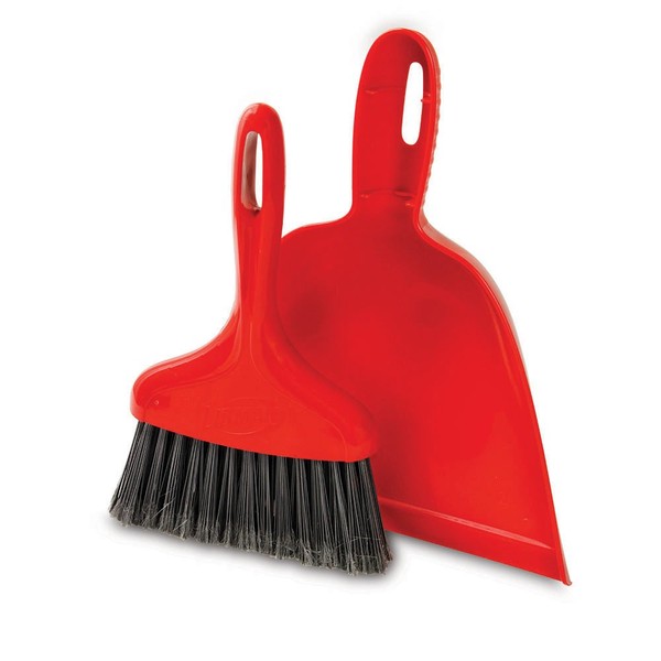 Libman Commercial 906 Dust Pan with Whisk Broom, Polypropylene, 10" Wide pan, Red (Pack of 6)