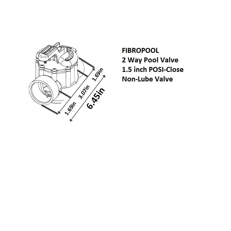Fibropool Swimming Pool Inline Diverter Valve - 1 1/2 Inch