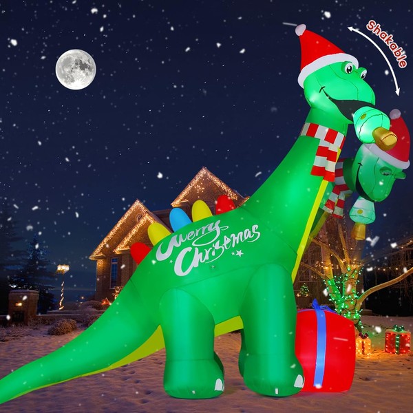 GOOSH 11.8 FT Christmas Inflatables Dinosaur Outdoor Decorations Blow Up