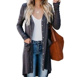 Womens Long Plus Size Cardigan Sweaters Lightweight Long Sleeve Casual Open Front Cardigans Dusters Plus Size Dark Gray