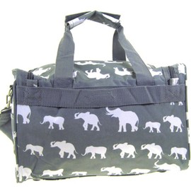 Small 13 Inch Elephant Print Duffel Bag Great for a Small Child Gray Duffle