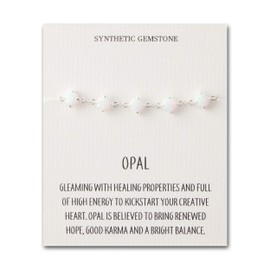 Philip Jones Synthetic White Opal Gemstone Bracelet with Quote Card