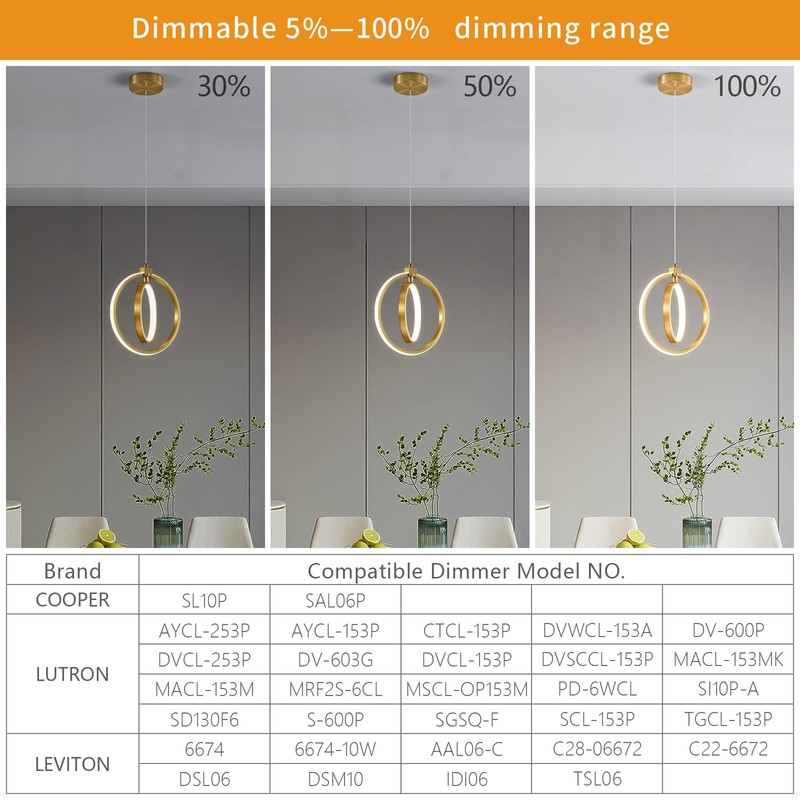 BNHHLZ Modern LED Chandelier Gold Ring Pendant Light Fixtures 4000K