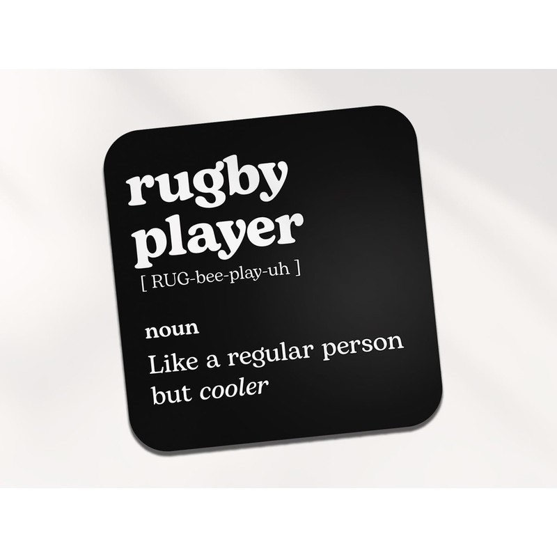 Rugby Player Square Coaster - Sport Fan Dictionary Regular But