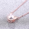 Rose Gold Necklace 925 Sterling Silver Cubic Zirconia 9mm Freshwater