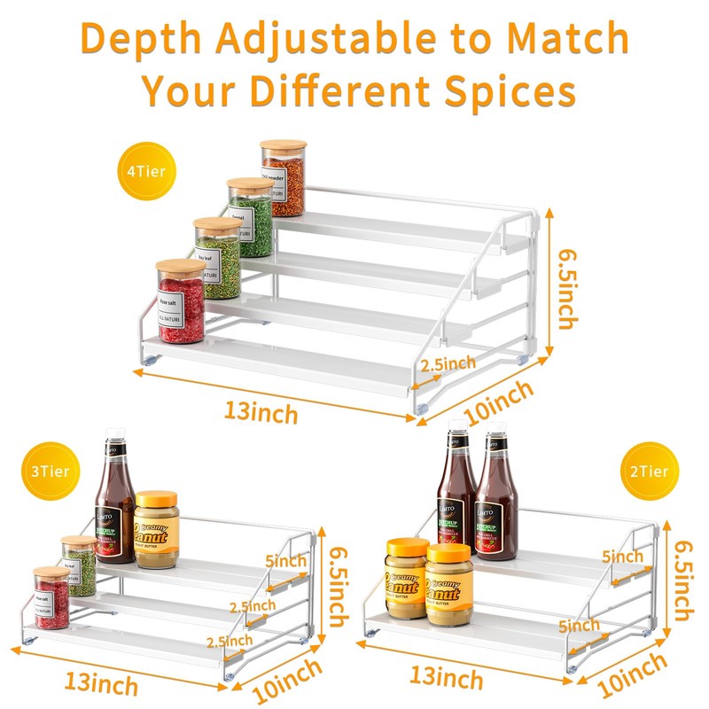 RCHYFEED Spice Rack Organizer for Cabinet, 4 Tier Spice Organization