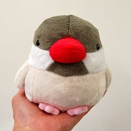 ムニュマム 文鳥 グレー/ベージュ ぬいぐるみ Mサイズ