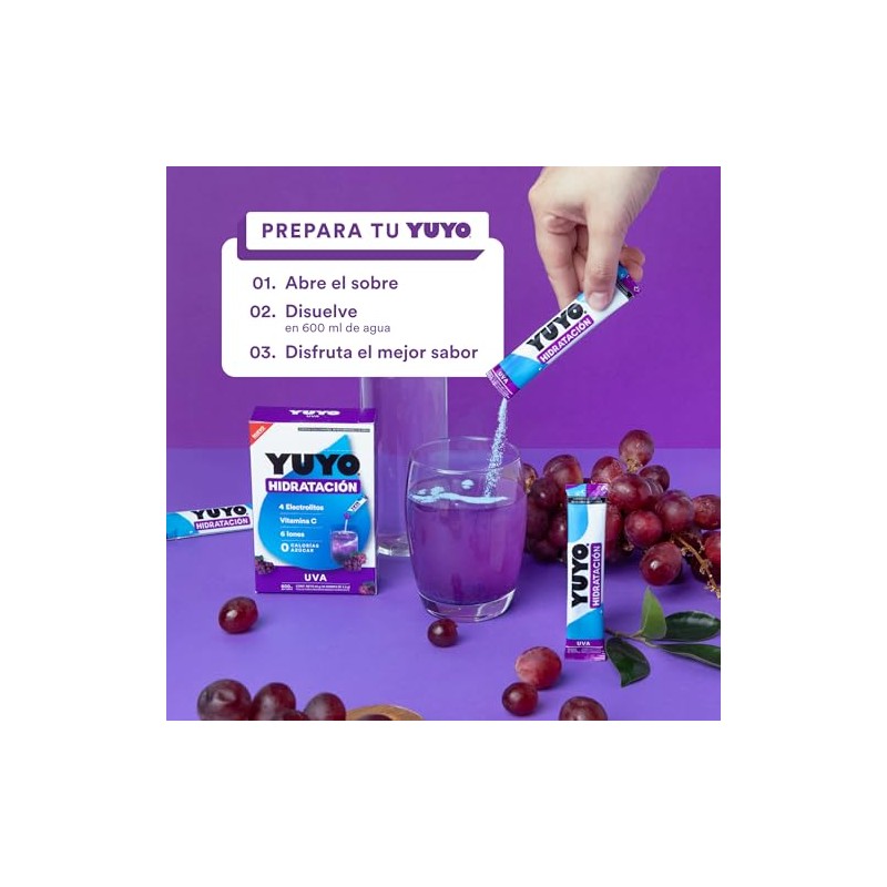 YUYO Vitaminas | 80 Sobres de Electrolitos con Vitaminas en