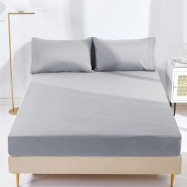 AR Ware Fitted Bed Sheet Microfibre 25cm Depth Super Soft Non Iron Shrinkage and Fade Resistant Luxury Bedding Sheets (Silver, Super King)