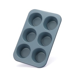 Monfish Muffin Pan 6 Jumbo Cup Carbon Steel Haze Blue non Stick Coating Muffin cupcake Tin 3.5inch cup Roy blue