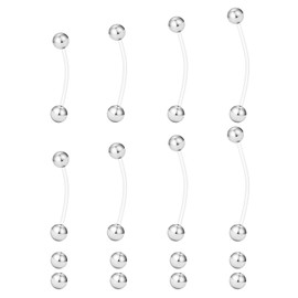 Hoeudjo Pregnancy Belly Rings Maternity Belly Button Rings Plastic Long Bar Navel Ring for Maternity Sport Pregnant Women Different Length 18/32/35/38mm Ball Size 5mm Silver-tone