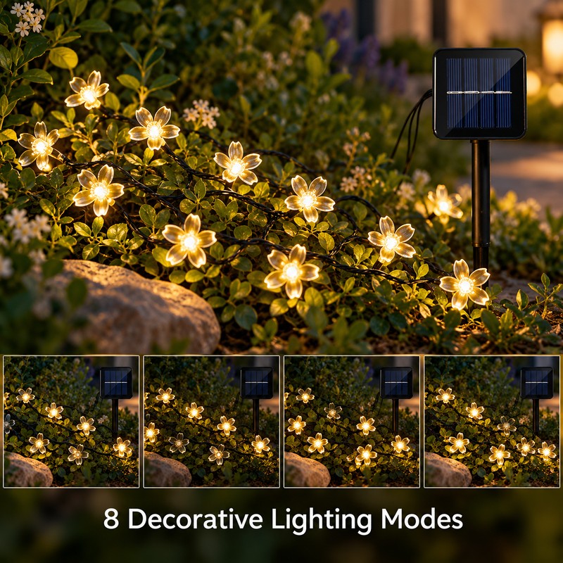 Solar Cherry Blossom String Lights for Outdoor Decoration – 20