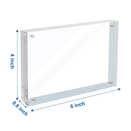 laapee 4x6 Acrylic Magnetic Picture Frame, 20 mm Thick Clear Double Sided Freestanding Photo Frame, Transparent Frameless Floating Frames with Magnets Corners