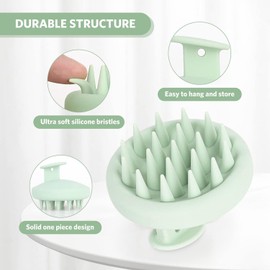 ZMCLG Kopfhaut Massagebürste Shampoo Bürste, Silikon Kopfhaut Massagebürste für Peeling und Kopfmassage, [Nass & Trocken] Scalp Massager, Stimulieren das Haarwachstum,Tannen Grün