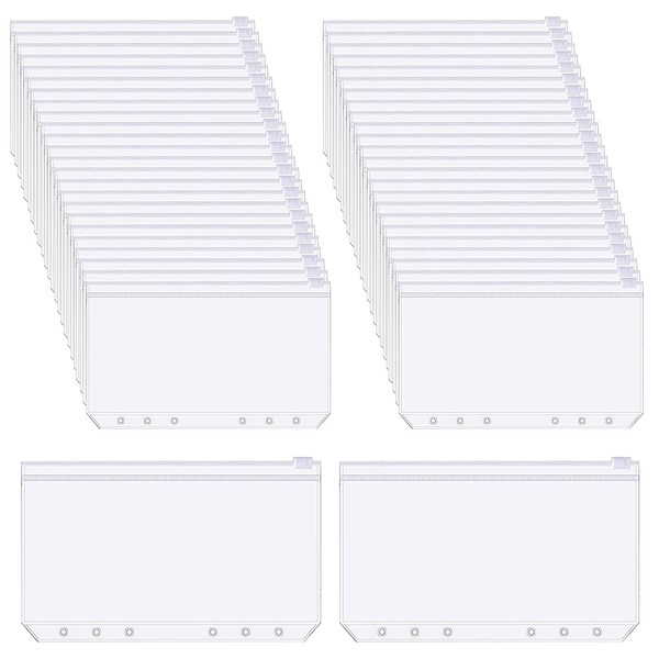 QYCX 100 Pcs Binder Pockets A6 6 Holes Zipper Binder