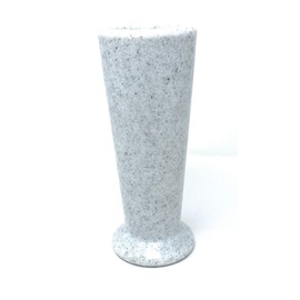 OPTIMUM Slim Memorial Cemetery Flower Vase - Plastic (White Granite) With Metal Ground Spike , Grave Marker , Decorations For Gravesite , Headstone Flowers Holder , Garden Lawn & Yard