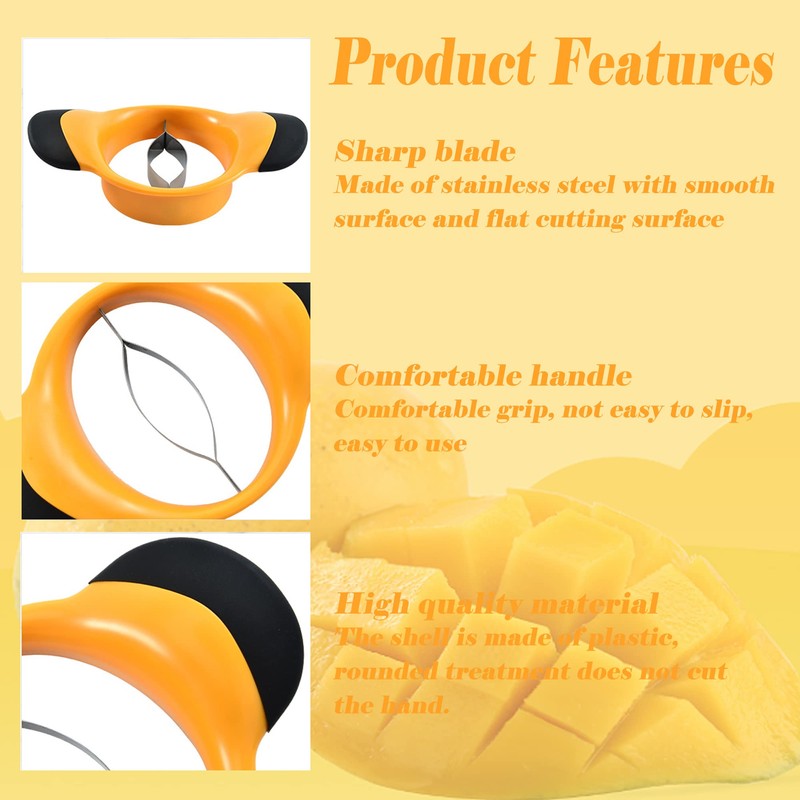 Pwireless Mango Slicer Peeler Cutter Splitter Pitter Divider with Stainless