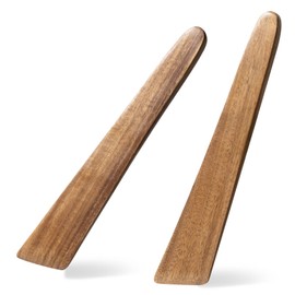 Hefild Wooden Spatula for Cooking Set of 2 – 12 Inch Acacia Flat Wooden Spatulas with Thin Edge for Flipping – Wood Spatula for Nonstick Pans – Sturdy Wood Cooking Utensils for Daily Use