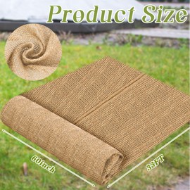 Buryeah 60 Inch x 33 ft Burlap Fabrics Roll Natural Jute Burlap Tree Wraps Protector Winter Frost Plant Blankets Cloth Weed Barrier Fabric Garden Plants for Winter Outdoor Trees Shrubs Party