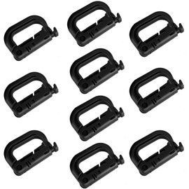 Molle Clip Tactical Multipurpose Small D-Ring Grimloc Locking Hanging Hook Tactical Link Snap Keychain Button Carabiner Release for Molle Webbing (Set of 10)
