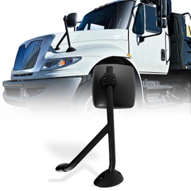 High Soar Hood Mirror for International 4300/Workstar II Black Mirror Assembly, Driver Side (Fit: International 4300 4400 7400 7600 8500 Durastar Truck)
