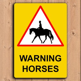Warning Horses Safety Sign Aluminium Rustproof Livery Yard Riding school. Stable door