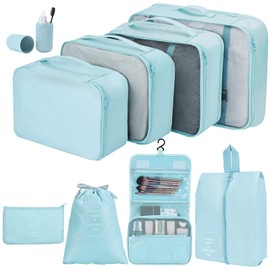 Packing Cubes for Suitcases, Joyoldelf 9 PCS Travel Essentials Bags Travel Cubes Luggage Organiser Bags, Waterproof Travel Packing Cubes Clothes Shoes Cosmetics Toiletries Storage Bags