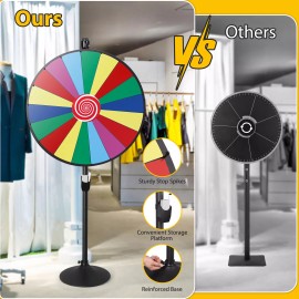 Segawe 36 Inch Spinning Prize Wheel Heavy-Duty 18 Slots Spinning Wheel for Fortune Game